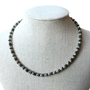 Vintage Napier Silvertone Mixed Bead Necklace Extender & Lobster Claw Clasp 16"